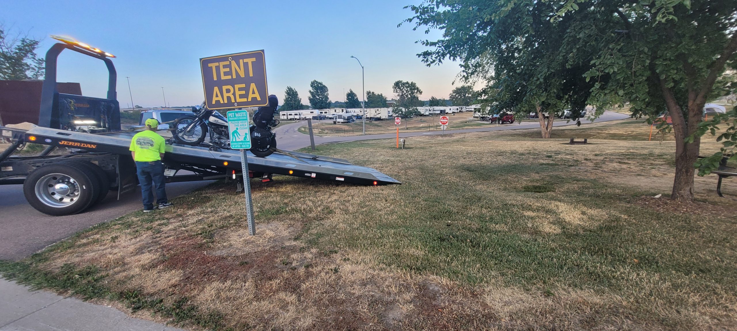 Campsite in Sioux City after breakdown
